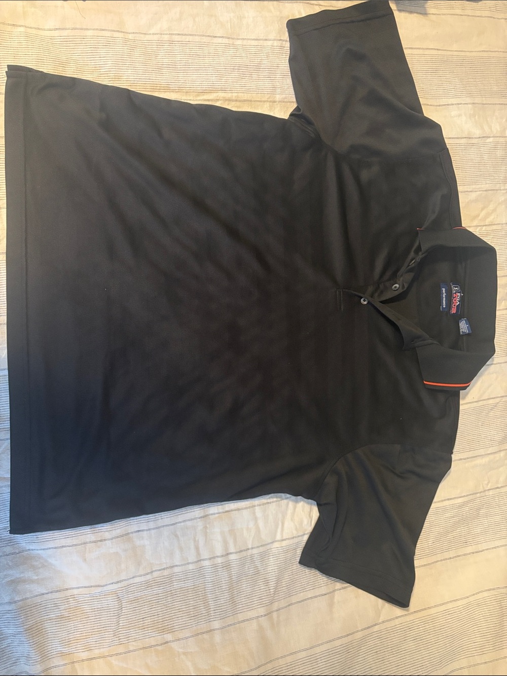 PGA Tour Black Polo with Subtle Orange Collar Trim